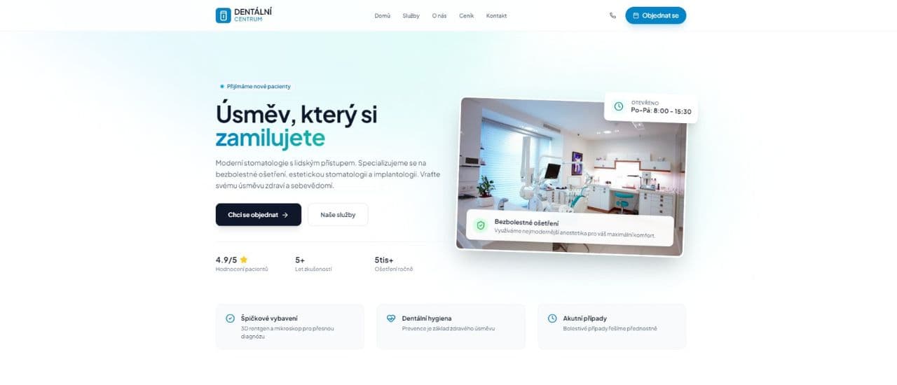 Profesionální web pro dentální kliniku