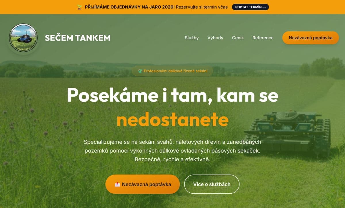 Web zaměřený na sekání těžkých svahů a velkých ploch